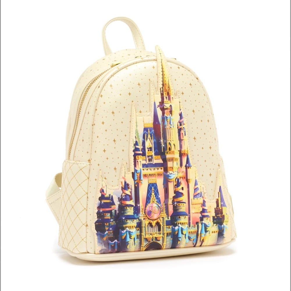 Beautiful Loungefly Walt Disney world 50th Anniversary Castle Mini backpack